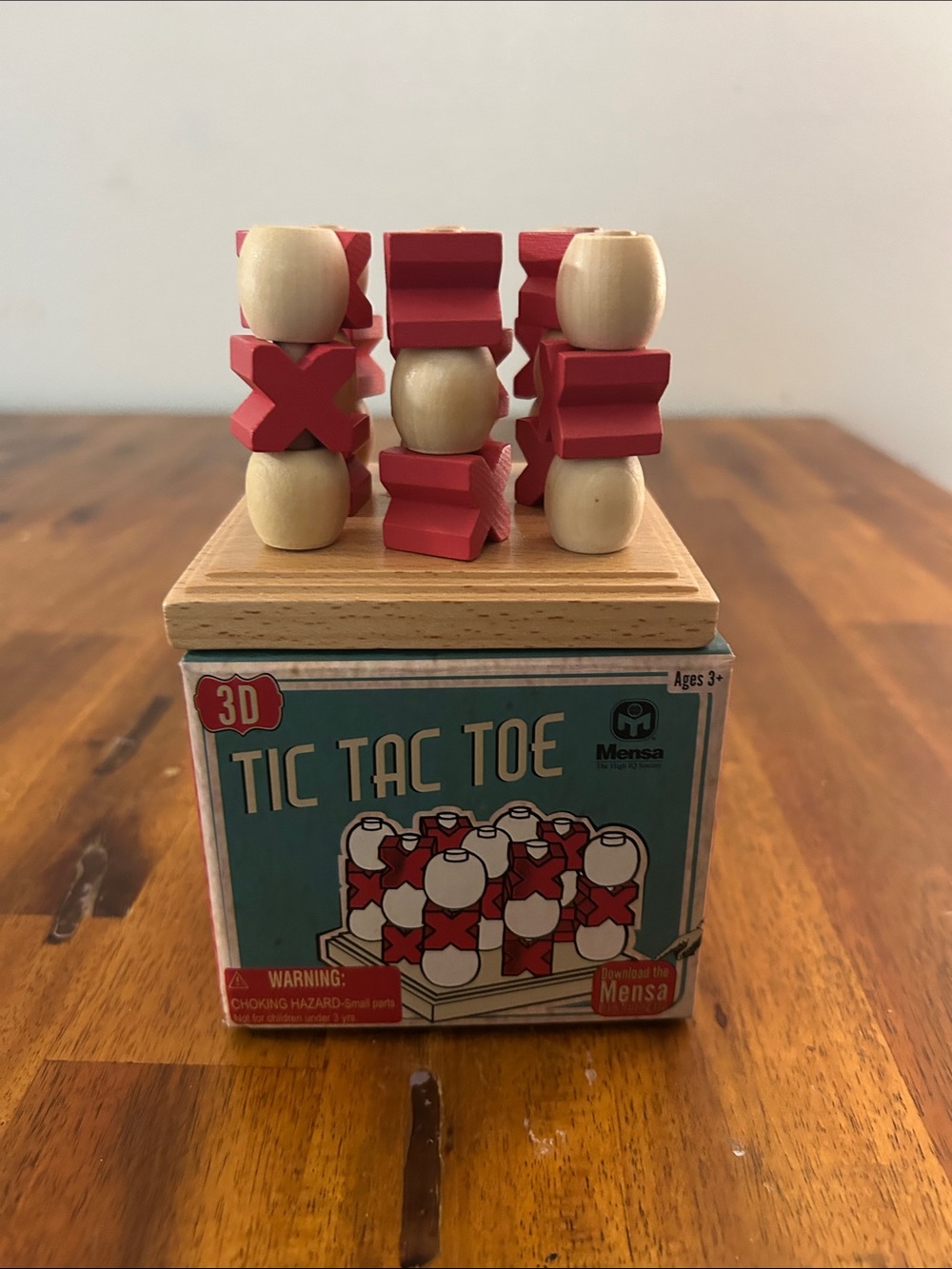 Mensa 3D Tic Tac Toe Kids 3+ Wooden Strategy Game - Have You Got What It Takes?